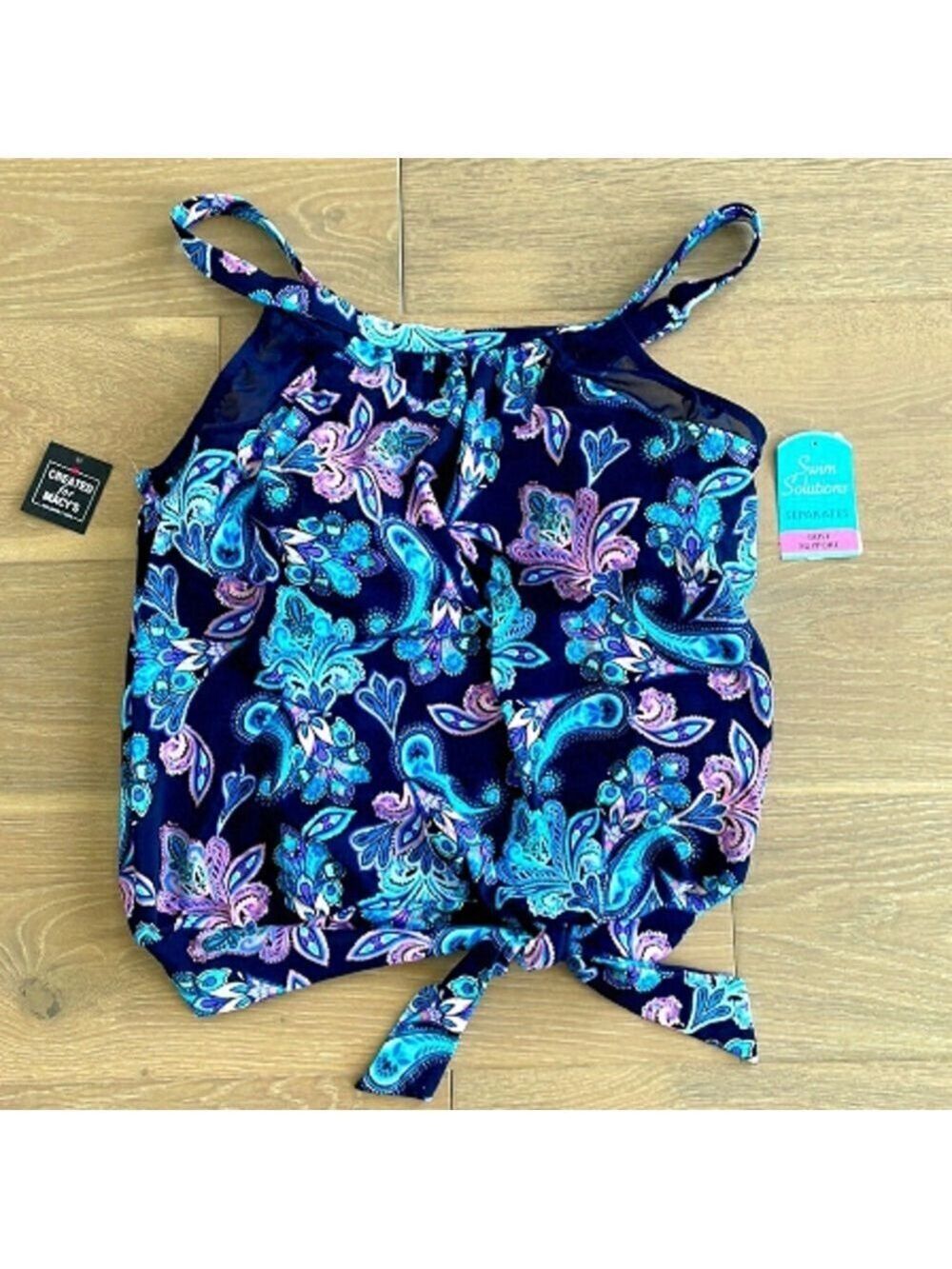 Nwt Swim Solutions Tankini Floral Swim Top